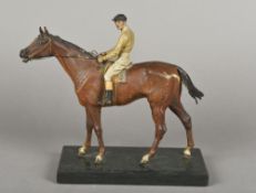 FRANZ XAVIER BERGMAN (1861-1936) Racehorse with Jockey Up Austrian cold painted bronze,