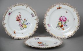 Three 19th century Continental porcelain plates,