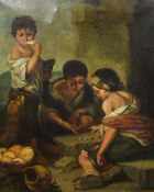 After BARTOLOME ESTABAN MURILLO (1617-1682) Spanish Young Boys Playing Dice Oil on canvas 63 x 78