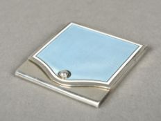 A French silver and enamelled patch box Of oval form,