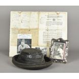 A 19th century leather Billingsgate Market Fish Porter's bobbin hat Of typical construction,