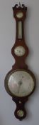 A 19th century banjo barometer by Bregazzi, Derby The line inlaid case incorporating a barometer,