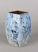 A Martin Ware Southill stoneware vase Of bowed square section with moulded decoration and mottled