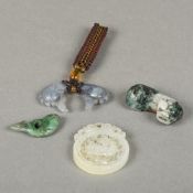 A Chinese carved pale jade zodiac pendant Worked with a goat;