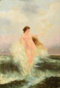 ENGLISH SCHOOL (19th century) The Birth of Venus Oil on panel Old Christie's stencil number to