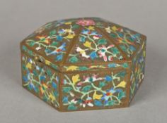 A Chinese enamel decorated cigarette box Of hinged rectangular form,