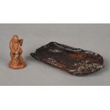 A Chinese carved hardwood brush washer Formed as a lily pad;