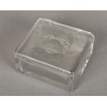 A Lalique clear glass dressing table box Of rectangular form,