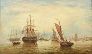 ENGLISH SCHOOL (19th century) Busy Shipping Scenes Oils on canvas 48.5 x 28.