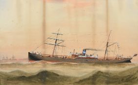 CHARLES KENSINGTON (19th/20th century) New Zealand SS Darwin Watercolour and bodycolour Signed and