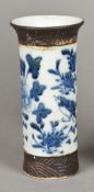A small 19th century Chinese porcelain sleeve vase Of cylindrical form,