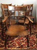 Five 19th century elm and beech Thames Valley chairs,