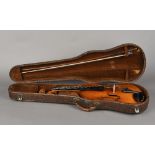 A 19th century French 7/8th or lady's violin With deep body in the Maggini style,