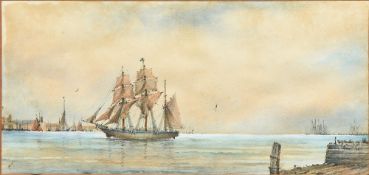 ALBERT ERNEST MARKES (1865-1901) British Estuary Shipping Scene Watercolour and