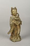 A 16th/17th century Chinese Ming dynasty gilt bronze figure of the Dragon Princess Longnu Typically