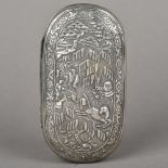 A 19th century Chinese silver box Of hinged oval form,