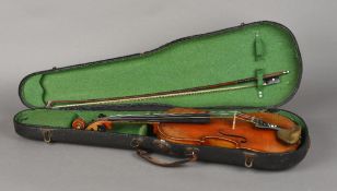 A 19th century full size German Ammatti copy violin The 14 inch body with two piece back,