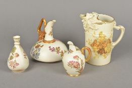 A Royal Worcester blush ivory jug Decorated with Autumnal blooms,