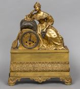 A French Empire ormolu cased mantle clock The dial with Roman numerals and barrel movement numbered