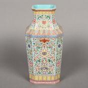 A Chinese porcelain vase Of canted square section,