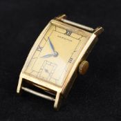 A 14K gold Hamilton gentleman's wristwatch Of rectangular form,