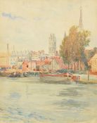 JULIUS M DELBOS (1879-1970) American Harbour Scene Watercolour Signed and dated 1904 28.5 x 36.