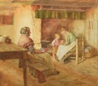 WALTER LANGLEY (1852-1922) British The New Arrival Watercolour Signed 35 x 31 cm,