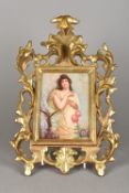 A 19th century Continental porcelain plaque Painted with a classical maiden and entitled Salve,