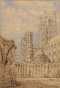 F S DRUMMOND (19th century) Ely Cathedral Watercolour Signed 21.