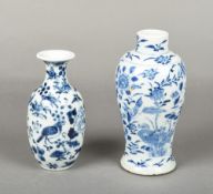 A Chinese blue and white porcelain baluster vase Decorated with birds amongst floral sprays,