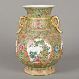 A Chinese porcelain twin handled vase Of baluster form,