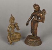 A 19th century Asian bronze seated Buddha Together with a 19th century Asian bronze figure of a