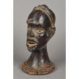 An Ekoi People of South East Nigeria/South West Cameroon tribal bust Leather covered with open