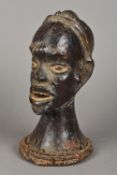 An Ekoi People of South East Nigeria/South West Cameroon tribal bust Leather covered with open