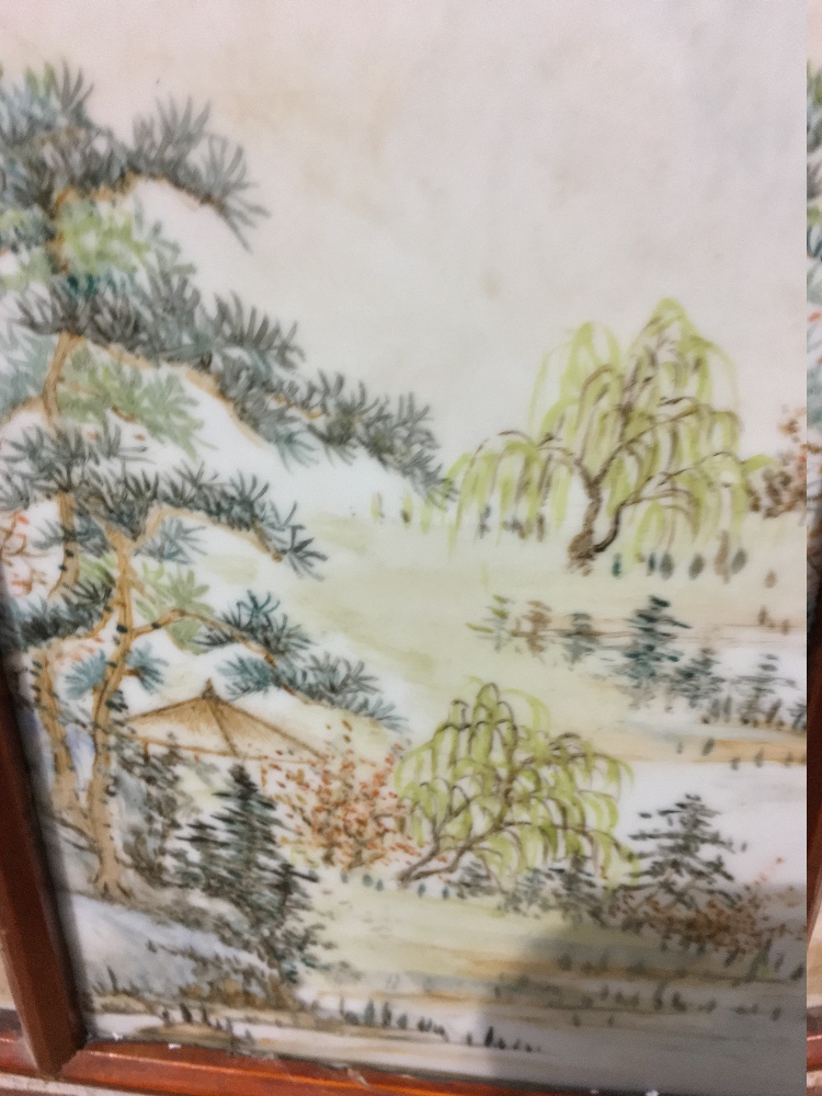 A Chinese porcelain plaque Decorated with an extensive mountainous river landscape, - Image 8 of 9