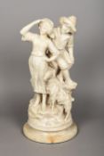 ITALIAN SCHOOL (19th century) The Young Goat Herders Carved alabaster Signed Bessi to verso and