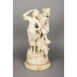 ITALIAN SCHOOL (19th century) The Young Goat Herders Carved alabaster Signed Bessi to verso and