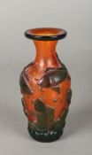 A Chinese Peking glass vase Typically worked in the round with an aquatic scene,