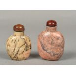 Two Chinese carved hardstone snuff bottl