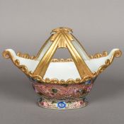 A Chinese porcelain basket Of navette f