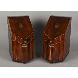 A pair of Georgian III mahogany serpentine knife boxes Each with shell inlaid hinged cover