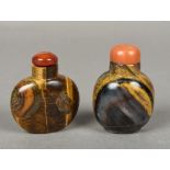 A Chinese carved tiger's eye snuff bottl