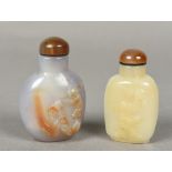 Two Chinese carved agate snuff bottles a