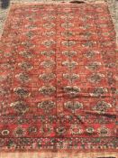 A Tekke wool rug The wine red field enc