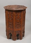 A Victorian carved and hinged octagonal