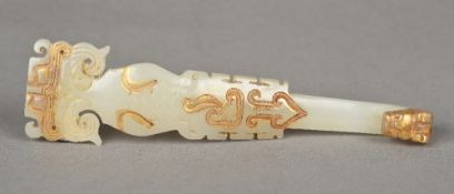 A Chinese mutton fat jade belt hook Of