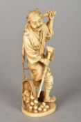 A 19th century Japanese carved ivory oki