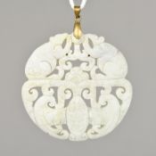A Chinese carved pierced hardstone penda