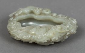 A Chinese carved jade brush washer Carv