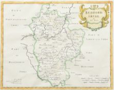 ROBERT MORDEN (1650-1703) English Bedfordshire Hand coloured engraving 40 x 32 cm,